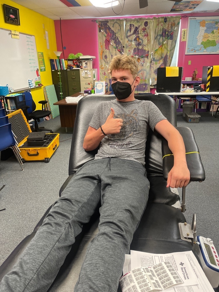 Jaxson R prepares to donate blood for the first time. Great job Jaxson!